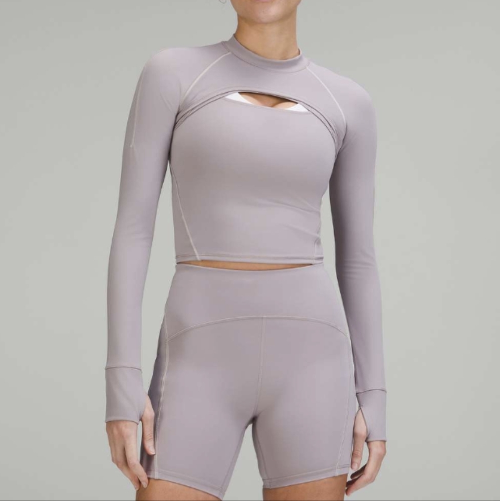 Lululemon 2-in-1 Training Tank + Long Sleeve Shirt Mauve Grey / Light Sage